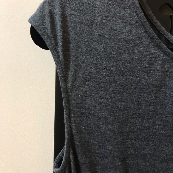 B’leev grey ruched stretchy cotton dress flowers - Picture 5 of 7